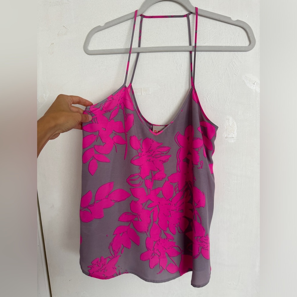 RBL flowy summer tank! Never worn, beautiful pink flowers, v neck thin straps, S